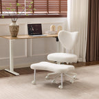 Upgraded Meditation Chair with Adjustable Height Swivel Cross Legged Chair with Wheels ADHD Kneeling Seat Criss Cross Desk Chairs with Adjustable Stool Flexible Design for Fidgety Sitters, Beige Plus