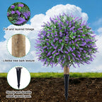 24" Artificial Boxwood Topiary Trees, UV Resistant Faux Plants Shrubs Bushes Fake Greenery Plants for Front Door Indoor Outdoor Home Decor with Metallic Spike