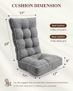 Rocking Chair Cushions Indoor, 5-inch Thicken Seat Cushion with Memory Foam Non-Slip Tufted Chair Pads Set of Seat & Back Cushion for Outdoor Rocker Living Room, Light Grey, 22x17x5/17x17x5
