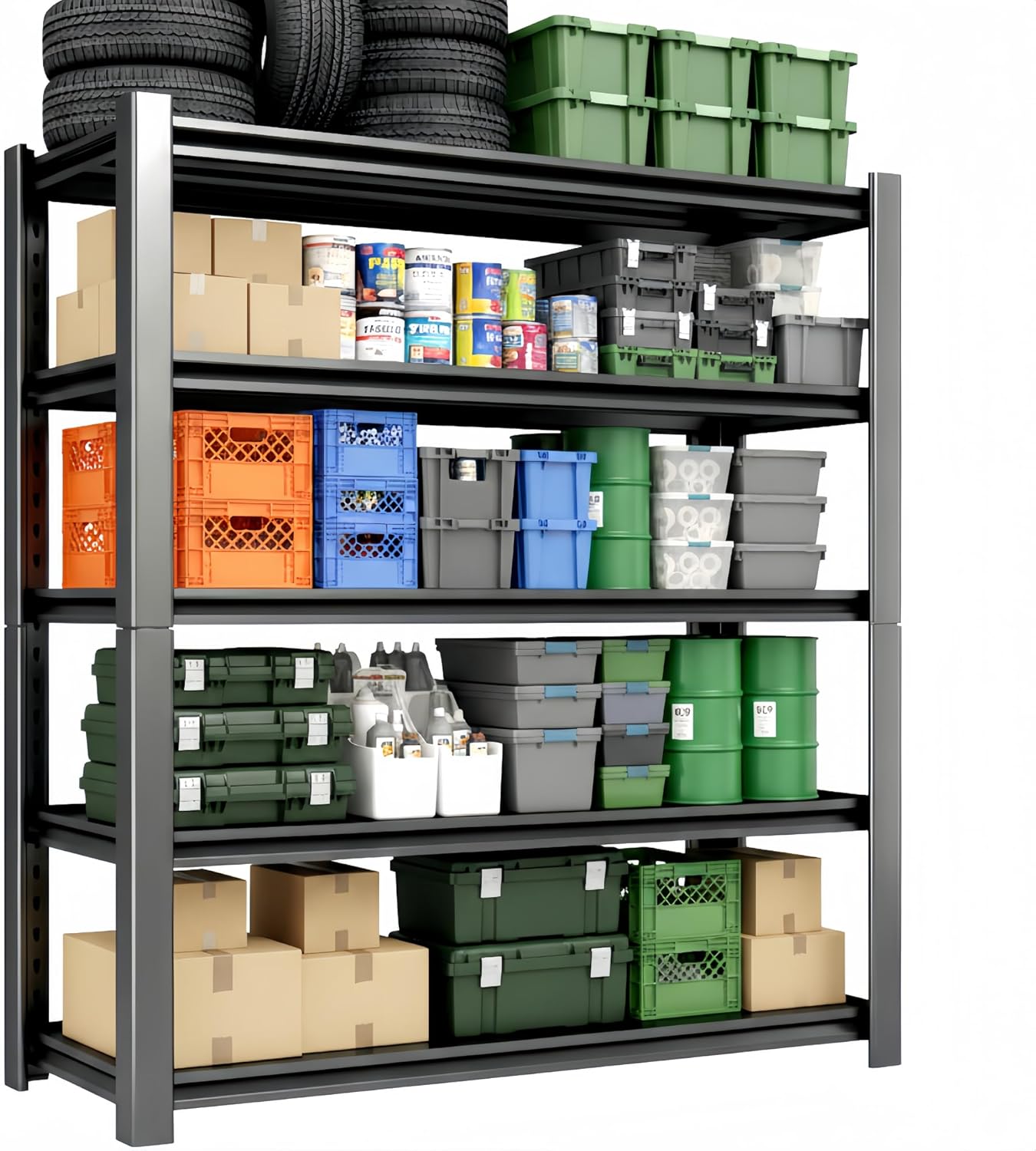 3500 LBS Heavy Duty Garage Shelving, 48" W x 20" D x 72" H Metal Storage Shelves, Adjustable Boltless Steel Storage Rack for Garage, Basement, Warehouse, Pantry