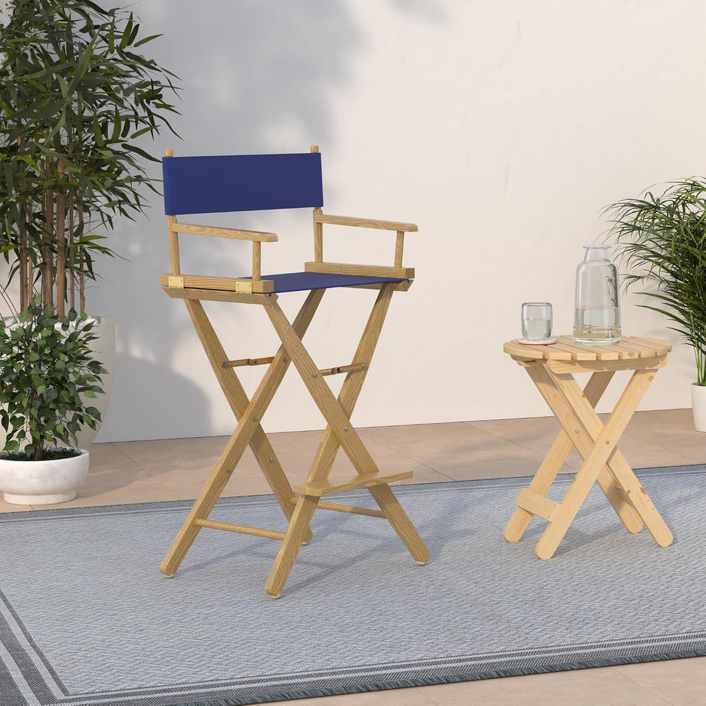 American Trails Extra-Wide Premium 30" Director's Chair Natural Frame with Royal Blue Canvas, Bar Height