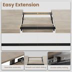 GarveeHome 63-83" Extendable Dining Table, Industrial Rectangular Dining Room Table for 6-8 People, Expandable Kitchen Table with Heavy Duty Metal Frame for Dining Room, Kitchen & Parties, Grey