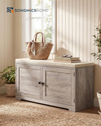 SONGMICS HOME 3-Tier Entryway Bench, Shoe Bench with Padded Seat, for Hallway, Bedroom, 14.2 x 40 x 20.9 Inches, Light Brown and Beige