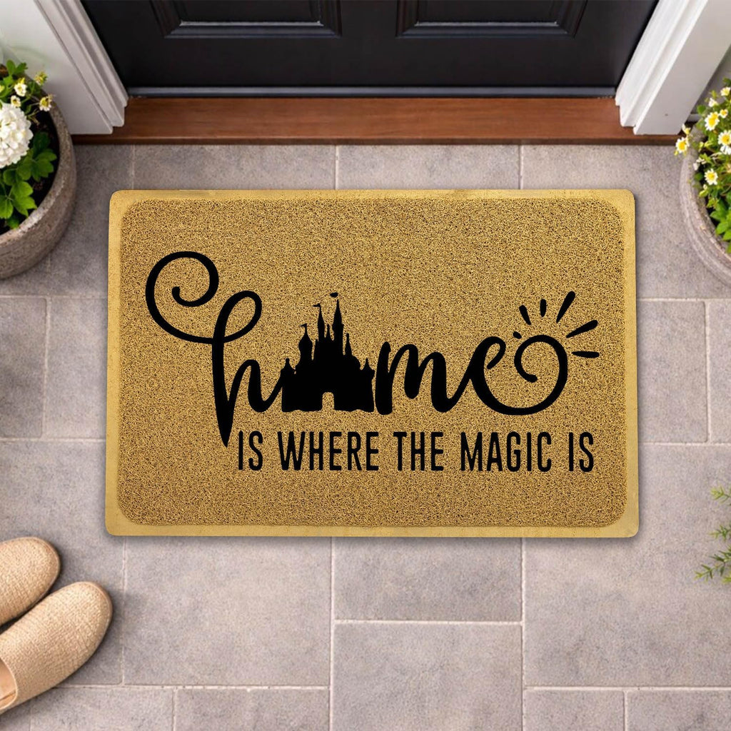Funny Doormat for Entrance Way Indoor/Outdoor Front Door/Patio Anti-Slip & Heavy Weather Resistant Rugs House Warming Novelty Gift Mat 36"x24" (Home is Where the Magic is)