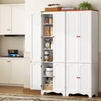 Function Home 72" Kitchen Pantry Cabinet, Freestanding Storage Cabinets, Tall Food Pantry with Doors and Adjustable Shelves, Utility Floor Cabinet for Kitchen Dining Room Living Room, White