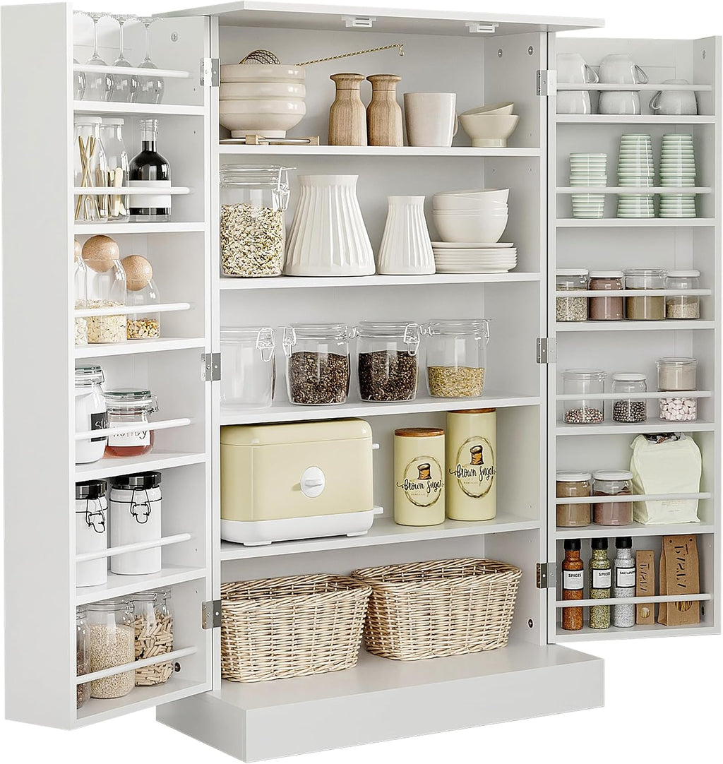 41" Modern Kitchen Pantry Freestanding Storage Cabinet with Double Doors Adjustable Shelves for Living Room - White,11.8 * 23.5 * 40.8