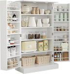 41" Modern Kitchen Pantry Freestanding Storage Cabinet with Double Doors Adjustable Shelves for Living Room - White,11.8 * 23.5 * 40.8
