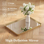 OLIXIS Bathroom Mirror for Over Sink, 30x22 Inch Wall Rounded Rectangle Mirror with Matte Metal Framed, Modern Wall Mount Vanity Mirrors for Home Decor, Living Room, Bedroom, Gold