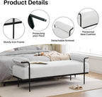 SOFTHION Entryway Bench End of Bed Bench 61.2",Modern Upholstered Bench Ottoman,Corduroy Paded Footrest Stool with Metal Legs for Living Room, Foyer Mudroom Hallway,White