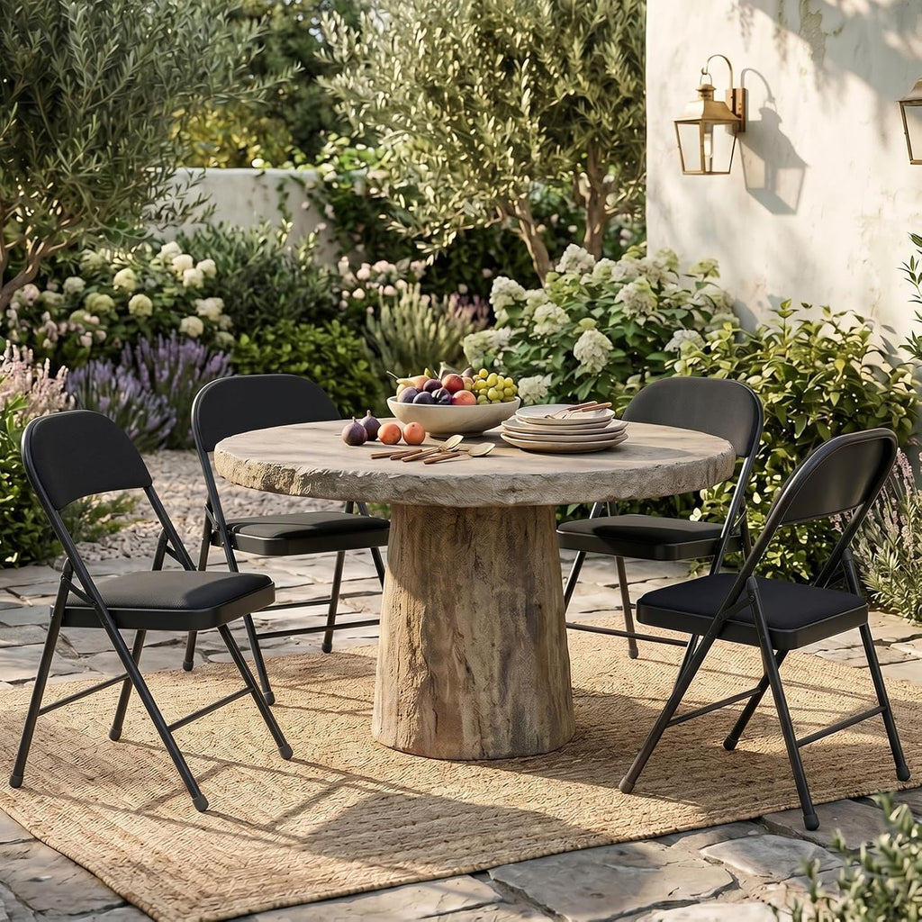 30 Pack Folding Chairs, Fabric Dining Chair Set with Padded Cushion and Back, Indoor Outdoor Seat for Home Office, Parties, Events, Wedding, Extra Guest Seating, Obsidian Black
