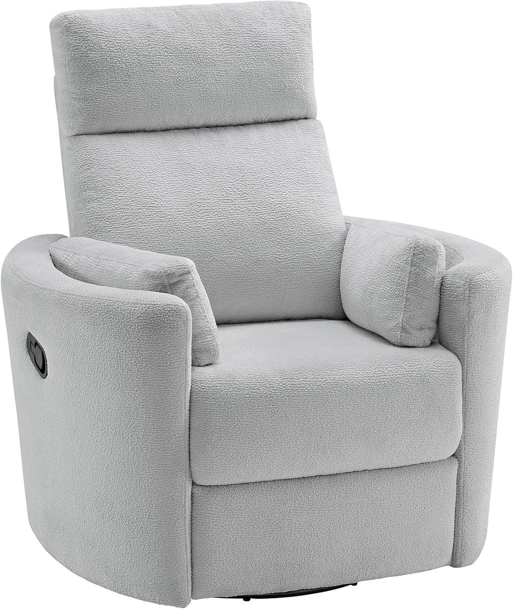 Soho Baby Nottingham Upholstered Glider Recliner Rocking Chair 360° Swivel for Nursery and Living Roomr, Plush Gray