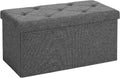 NEWBULIG 30 Inches Folding Storage Ottoman Bench with Padded Seat for Bedroom, Small End of Bed Foot Rest Stools Storage Chest, Living Room, Pure Grey.