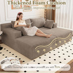 71" Oversized Double Chaise Lounges Indoor, Upholstered Corduroy Oversized Chaise Lounge Chair, Modern Sleeper Loveseat Chair Boneless Cloud Couch for Living Room Bedroom Reading (Camel)