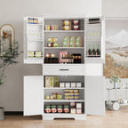 71.7 Inch Kitchen Pantry Cabinet,Freestanding High Cupboard Bathroom Storage Cabinet with 2 Drawer & Cabinets, 3 Adjustable Shelves, 6 Door Shelves,for Living Room, Kitchen White