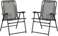 Set of 2 Patio Folding Chairs, Outdoor Bungee Sling Chairs w, Armrests, Portable Lawn Chairs for Camping, Garden, Pool, Beach, Backyard, Gray