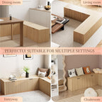 L-Shaped Corner Bench with Hidden Storage – Backless Breakfast Nook Seating, Modular Corner Nook Bench for Kitchen or Dining Room, Space-Saving Dining Bench with Storage