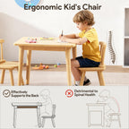Brelley Solid Wood Kids Table and 2 Chairs Set, Toddler Desk 23.6" L x 19.7" W and Chair Set, Graffiti Desktop, Classroom/Daycare/Home, Children Multi-Activity Table for Ages 2-8