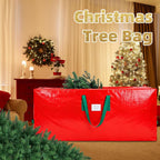 KRYSTY Durable Large Christmas Tree Storage Bag,Fits Up to 9 ft Artificial Trees,Heavy Duty Zipper&Reinforced Handles For Christmas Tree Bag,Protects Against Dust,Moisture & Damage,Red