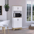 Modern Kitchen Pantry, Storage Cabinet with 4 Doors, Particle Board, for Dining Room, Easy to Clean, White