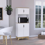 Modern Kitchen Pantry, Storage Cabinet with 4 Doors, Particle Board, for Dining Room, Easy to Clean, White