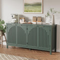 Fluted Sideboard Buffet Cabinet with Storage, 58" Mid Century Modern Accent Cabinet with Arch Doors, Large Wood Media TV Console Table Credenza for Dining Room, Kitchen, Living Room Entryway, Green