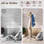 Wooden Coat Rack Freestanding with 8 Hooks,Easy Assembly New Zealand Pine Tree Coat Racks, 3 Adjustable Sizes for Clothes, Hats, Bags, for Entryway, Hallway, Bedroom, Office (Brown, 2 PCS)