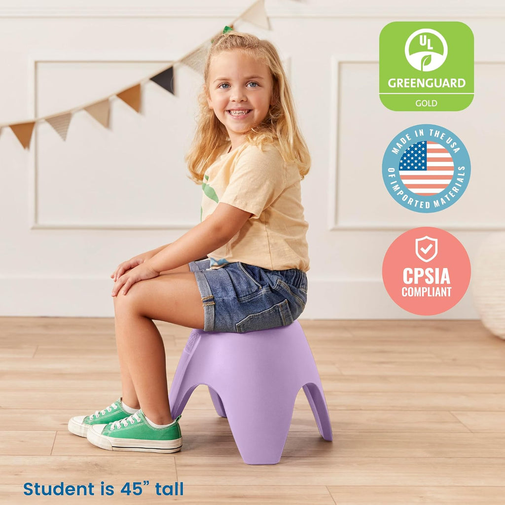 ECR4Kids Ayana Stackable Plastic Stool Seating Set, Children's Furniture, Light Purple, 4-Pack