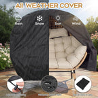 Double Egg Chair Outdoor Indoor 2 Person Wicker Egg Lounge Chair with Foldable Cup Holder Cushion Rain Cover Patio Oversized Loveseat for Balcony Porch Backyard