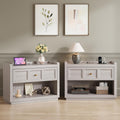 Night Stand Set of 2 with Charging, 31" Farmhouse Nightstands with Drawer Storage Large Modern King Size Bed Side Table for Bedroom Living Room Sofa Office, Grey