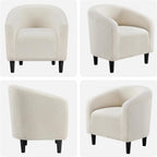 Yaheetech Accent Barrel Chair, Boucle Fabric Club Chair, Furry Sherpa Elegant Armchair with Cozy Soft Padded, Suitable for Living Room Bedroom Reception Room Office, Ivory
