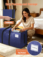 SWEET DOLPHIN 8 Pack 200LB Heavy-Duty Moving Bags with Wrap-Around Handles, Extra Large Storage Totes for Space Saving, Clothes Storage Bags, College Dorm Essentials, Blue, 24 Gal