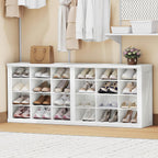 Hzuaneri Farmhouse Shoe Storage Bench, Entryway Shoe Cubby Bench, Widened Wooden Shoes Cubbies with Compartments, Shoes Rack Benchs for Cloakroom, Living Room, White SB52503X