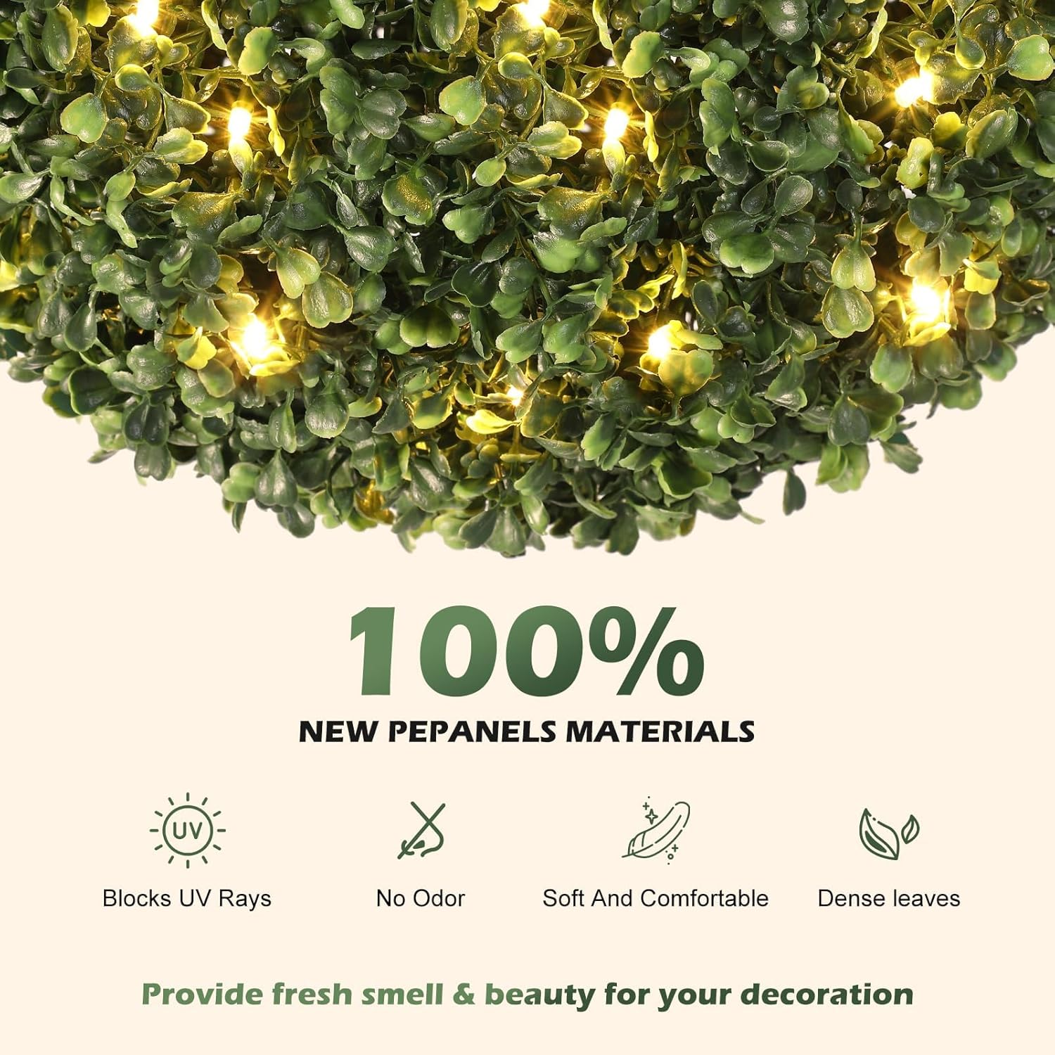 OUTLANE 25" Pre-Lit Topiary Trees Outdoor 2 Pack, 16" Faux Boxwood Ball with Lights, Fake Topiary Trees for Outdoors in Vintage Copper Urn Planter, Front Porch Decor Outdoor & Patio Plants
