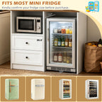 72" Kitchen Pantry Storage Cabinet with Fridge Space, Mini Fridge Cabinet with Charging Station, Large Pantry Cabinet with Drawers, Doors & Shelves, Kitchen Hutch with Microwave Stand, White
