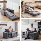 58" Sofa Bed, 2 in 1 Folding Convertible Sofa Bed Corduroy Boneless Loveseat Floor Sleeper Mattress Futon Couch Bed No Assembly for Apartment Bedroom Living Room 58-Grey