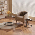 Garvee 23.6/15.7 Inch Round Nesting Coffee Table Set of 2, Round Coffee Table for Living Room, Space Saving Nesting Tables with Faux Marble Top, Metal Frame, Adjustable Feet for Bedroom