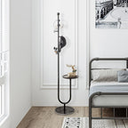 JIAYUEJU Coat Rack Freestanding with Table & 6 Hooks, Corner Coat Tree, Heavy-duty Marble Base Coat Rack Stand for Bedroom Living Room Office Entryway 13.78 x 13.78 x 68.11 Inches (Black)