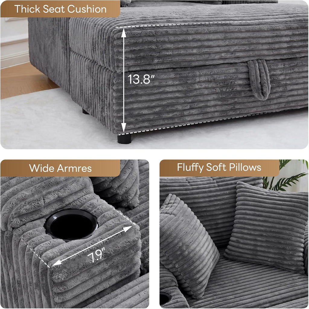 LIKIMIO 54'' Oversized Chaise Lounge Chair Indoor, Gray | Wood Frame