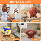 2-Pack Wooden Ball Display Stand - Solid Wood Sports Ball Holder for Football, Basketball, Rugby, Soccer, Volleyball Memorabilia - Premium Ball Display Case Base