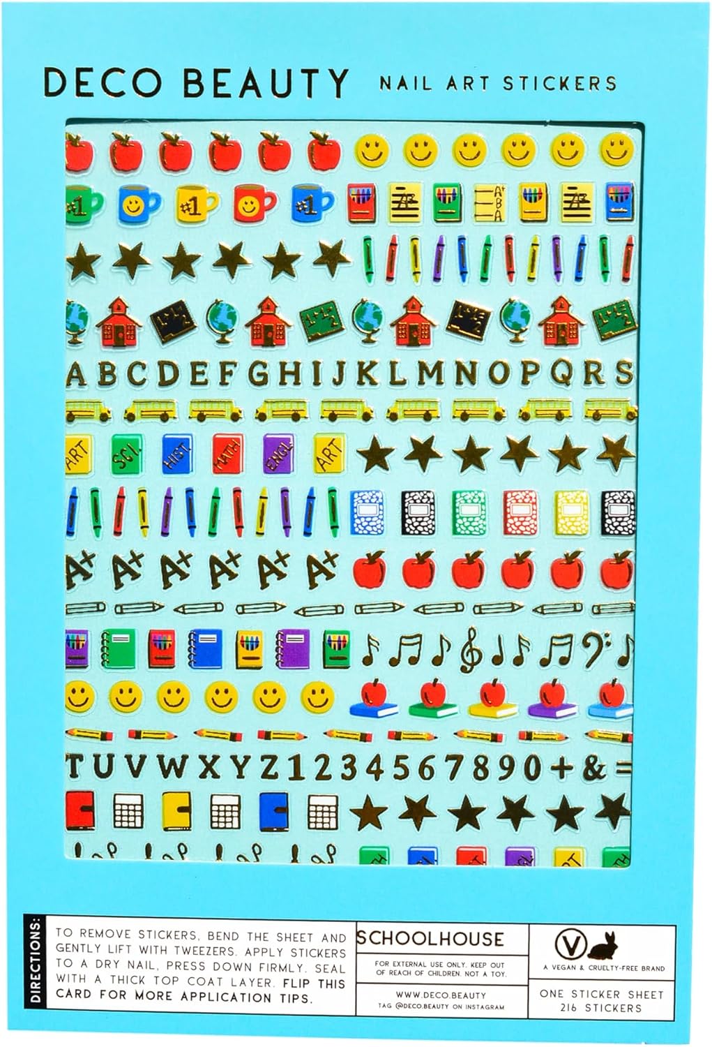 Deco Beauty Schoolhouse -Super Thin & Easy-to-Apply Nail Art with the Cutest Designs-Durable & Long-Lasting Nail Art Stickers and Decals for Women, for DIY At-Home Manicures & Salon-Quality Nails