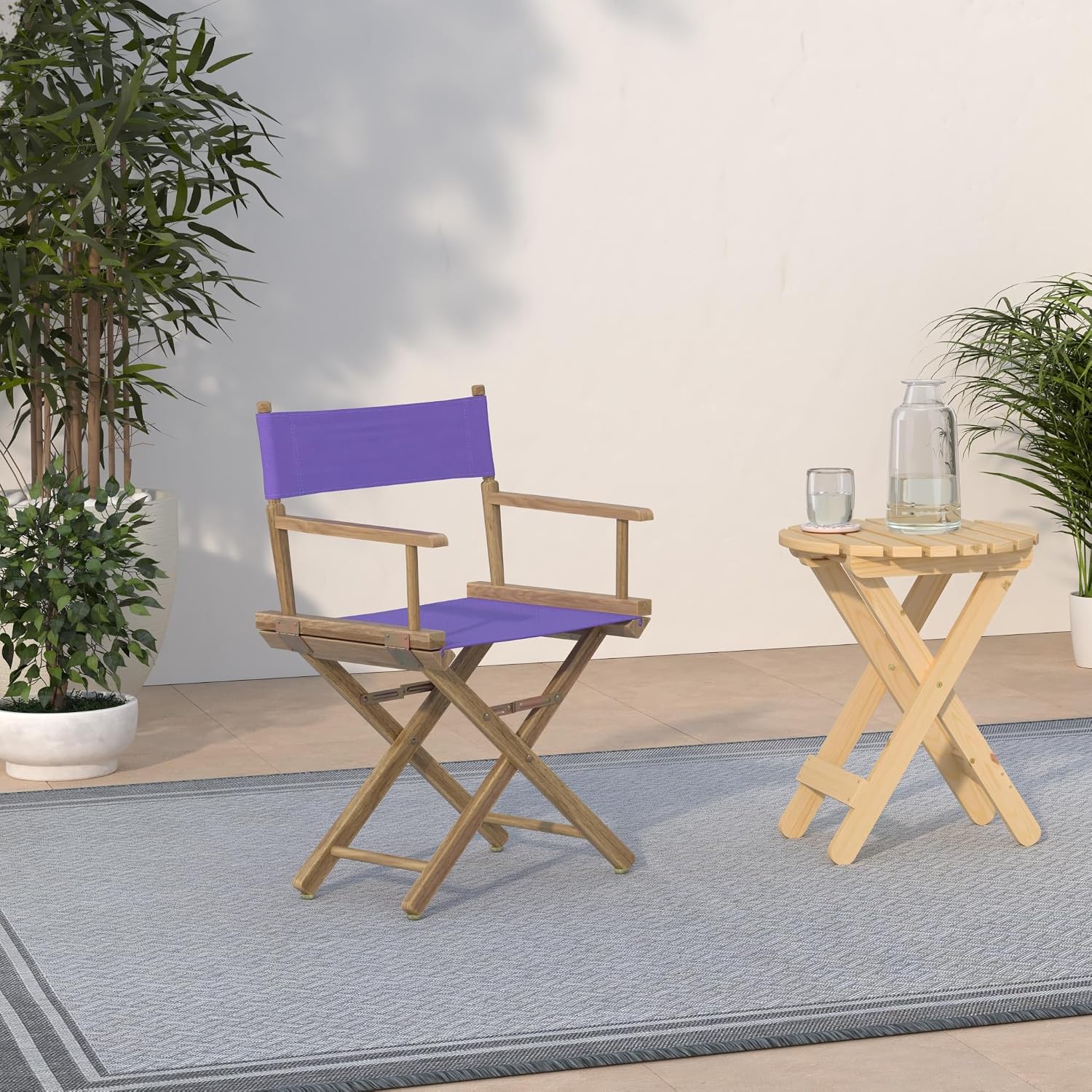 Casual Home 200-00/021-41 Director Chair 18" - Classic Height Natural Frame/Purple Canvas