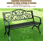 Garden Benches for Outdoors, Patio Benches for Outdoors, Crafted from Wrought Iron, It is Suitable for Use in Parks, Courtyards, and Porches.(Black,Cross-Shaped seat Cushion)