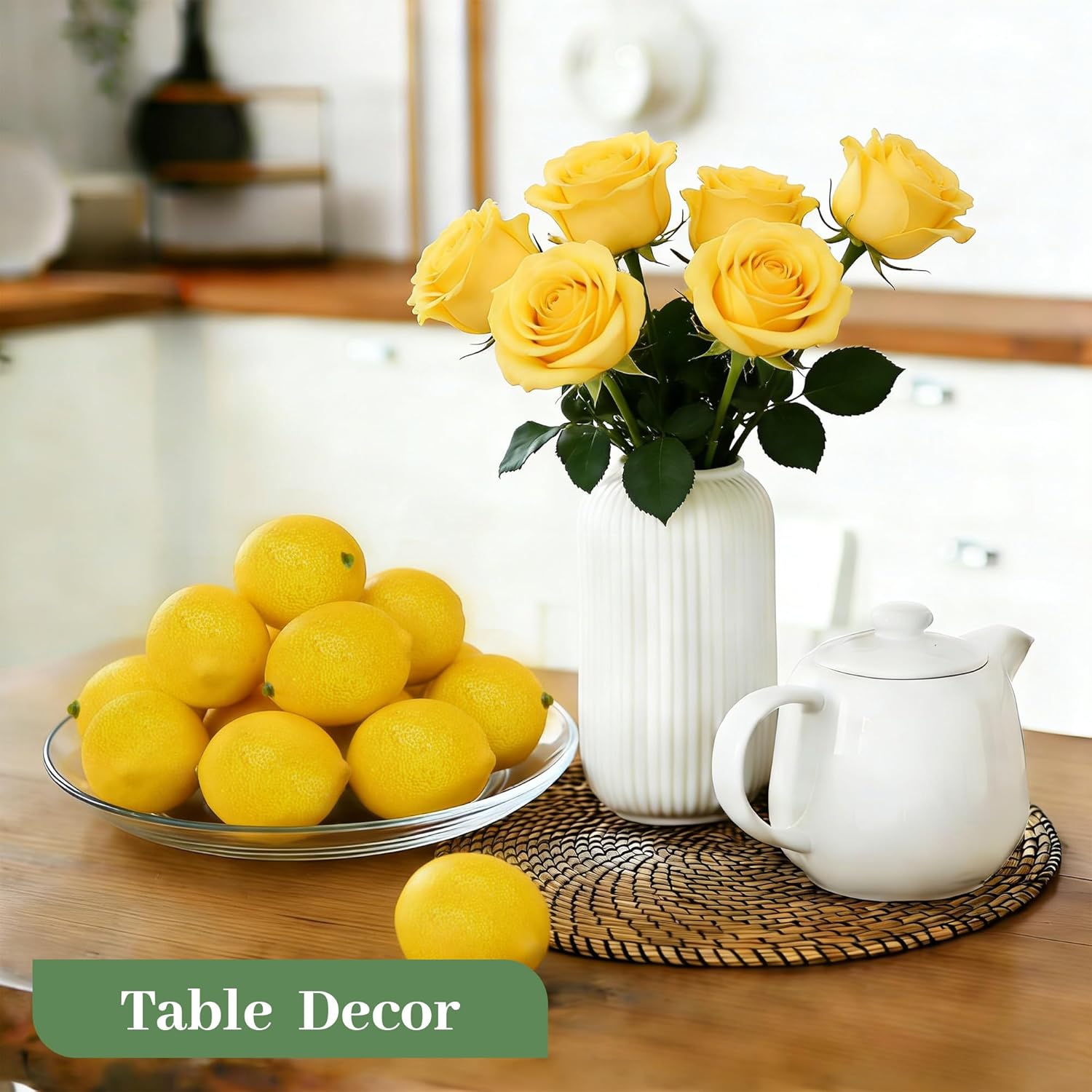 Toopify Fake Lemons, 20 Pcs Ultra Realistic Artificial Fruit with Natural Texture, Matte Non-Glossy Home Kitchen Table Decor for Photography and Party
