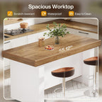 Tribesigns 55-Inch Kitchen Island with Storage, Farmhouse Center Island Table for Kitchen, Dining Room, Living Room (1, Brown and White)