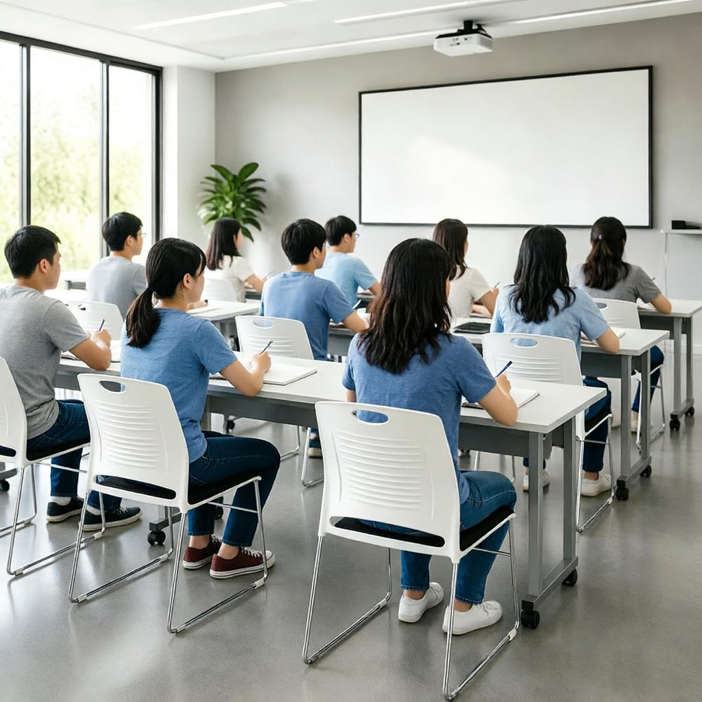 20 Pack Stacking Chairs with Padded Seat 1102 lbs Stackable Office Guest Chairs with Metal Sled Base Lobby Waiting Reception Chair for Cafeteria Library Church Banquet Halls Training Room