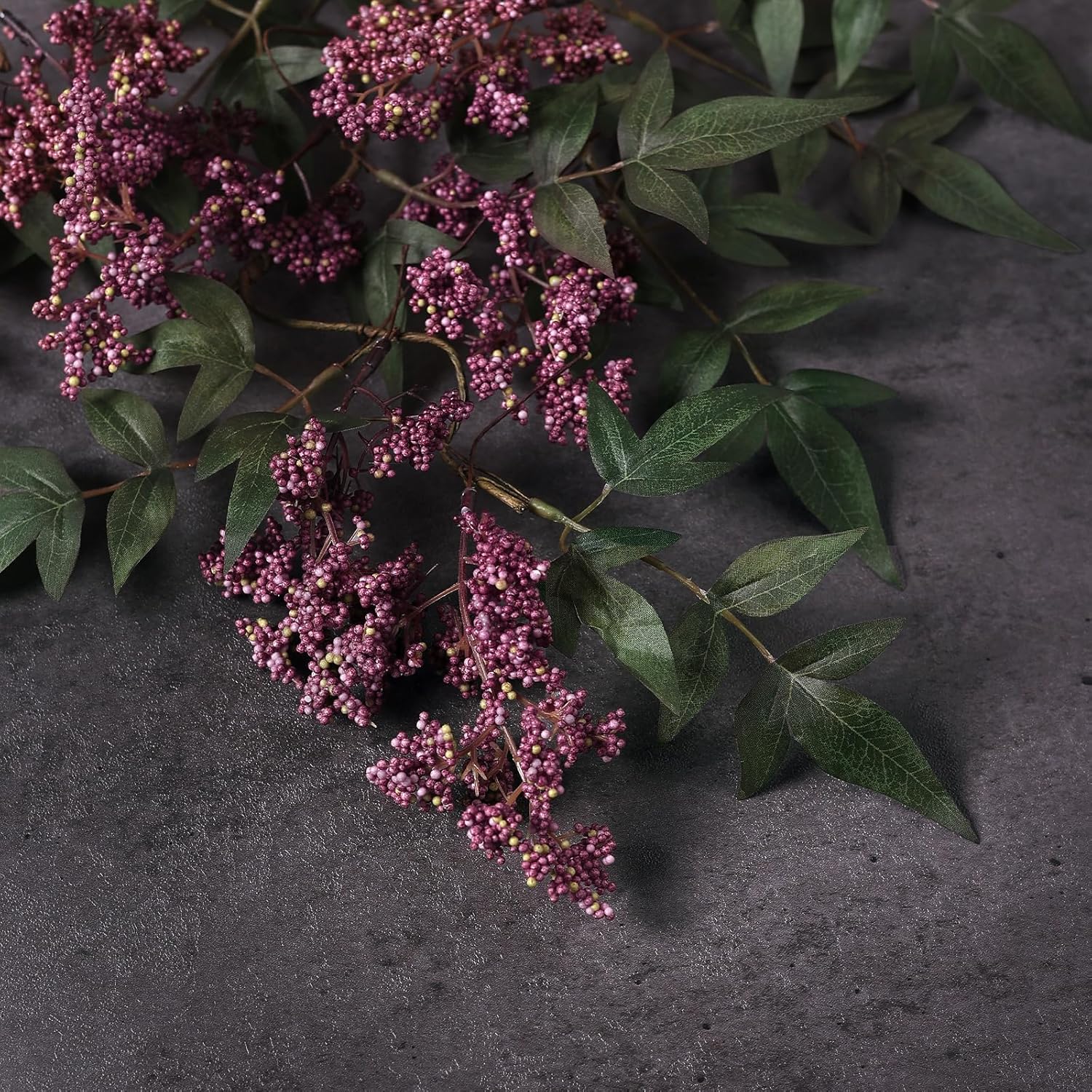 Juxdp 36" Artificial Nandina Berry Stem for Vase - 2 Pcs Realistic Faux Berry Spray, Fake Plant Branches with Stems for DIY Bouquet, Shower, Mantel, Home Decor (Dusty Plum)