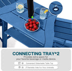NAVINE Tall Adirondack Chairs Set of 2, HDPE Balcony Chair with Double Connecting Tray, Weather Resistant Outdoor Adirondack Bar Stools for Patio, Deck, Patio, Backyard, Balcony.(Navy Blue)