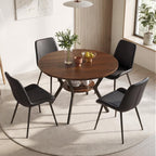 Miereirl 42.13" 5-Piece Round Dining Table Set for 4, Kitchen Table Set with 4 Upholstered Chairs and Storage Shelf, Dining Room Furniture Set for Apartment, Small Spaces