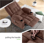 Oversized Swivel Rocker Recliner Chair for Adults, Manual Glider Recliner Sofa with Massage and Heat, Nursery Rocking Chair with Cup Holder and Side Pocket for Living Room