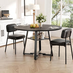 47 Inch Round Dining Table for 4-6 People,Modern Circle Dining Room Table Kitchen Table with Metal Legs for Dining Room,Kitchen,Black (Table Only)